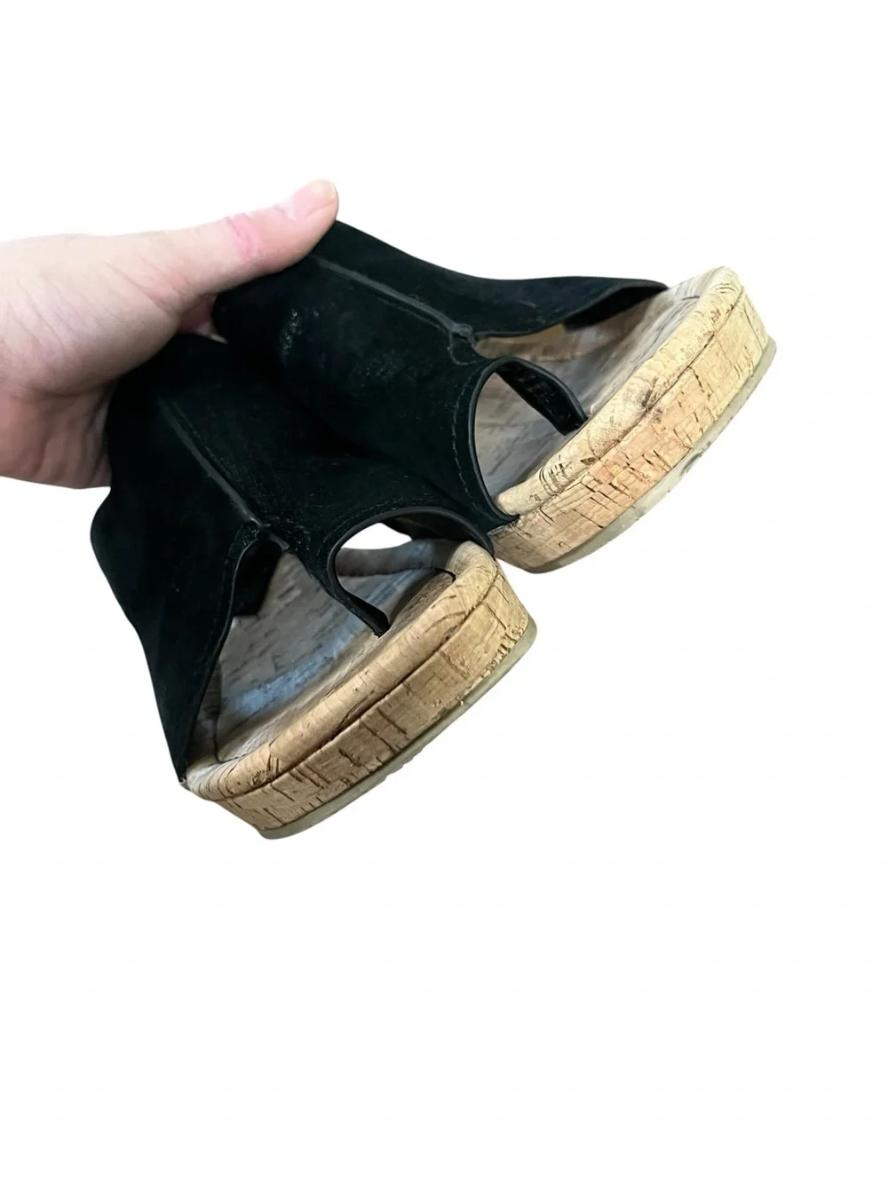 Donald J. Pliner Gerie black metallic leather wedge sandals minimalist